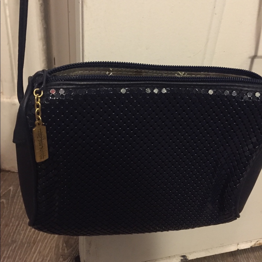 Whiting and Davis cross body blue mesh